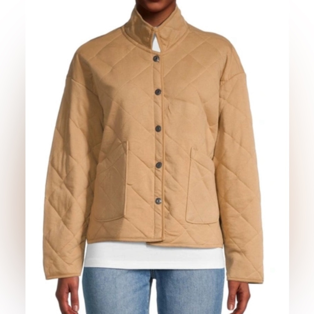 Kensie Tan Soft Quilted Crop Jacket Size Large